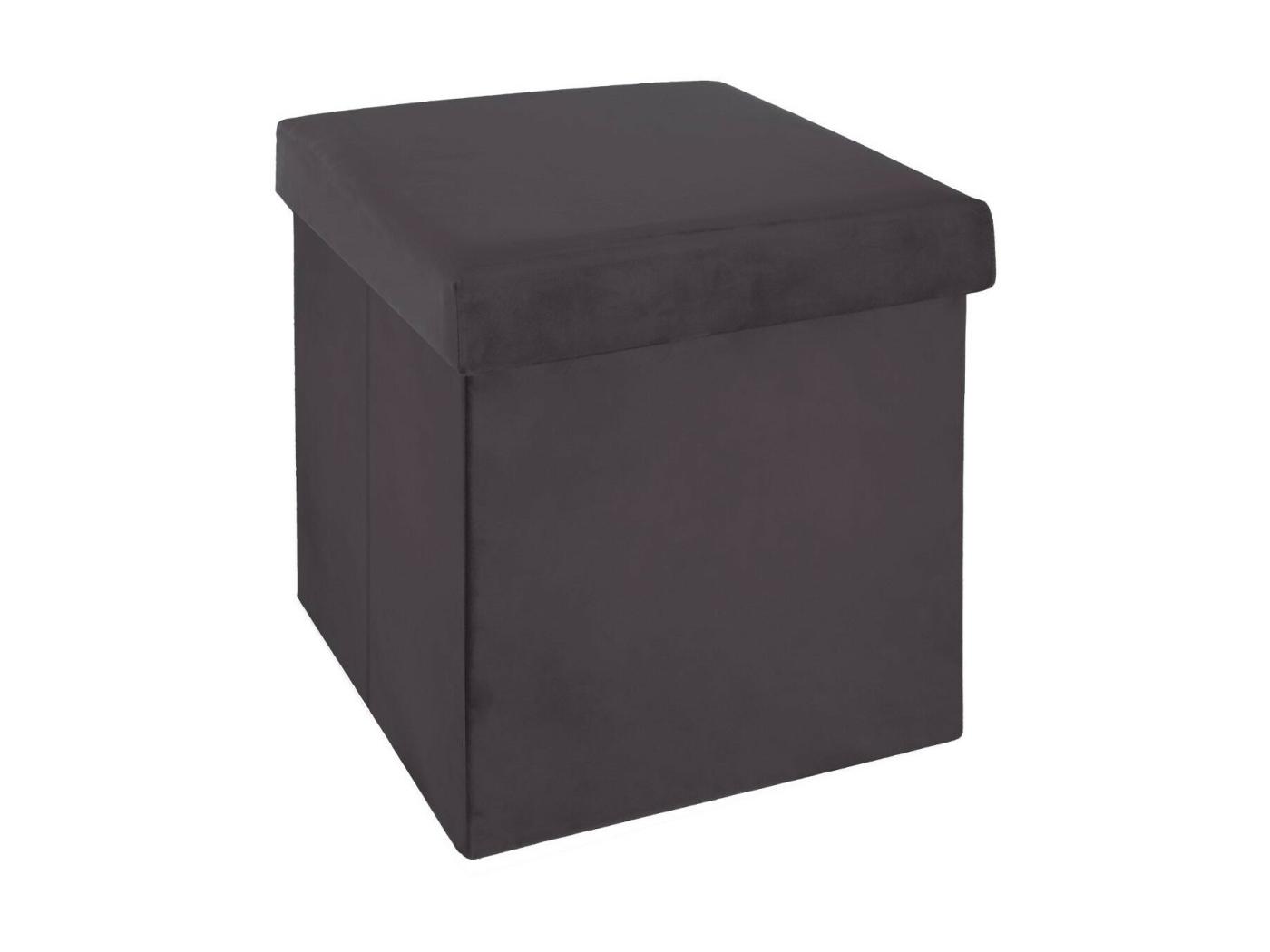 En Pouf Pliant Et Coffre De Rangement Velours Gris Fonc X Cm