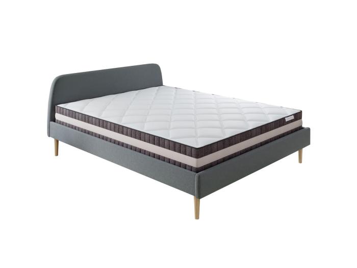 Ensemble Matelas Ressorts X Spring Luxe Lit Gris Fonc