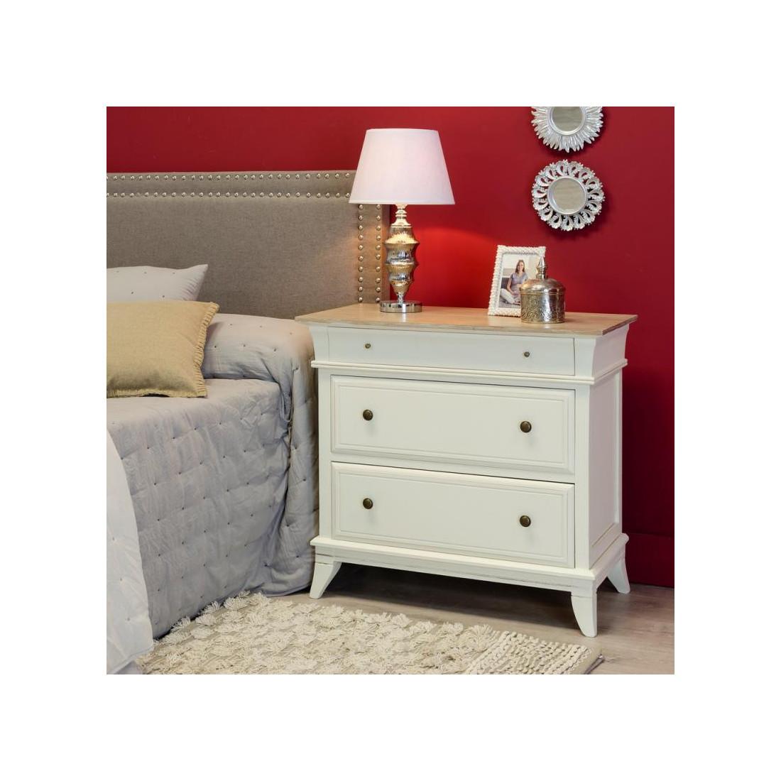 Commode 3 tiroirs Bois Crème NICOLE Crème