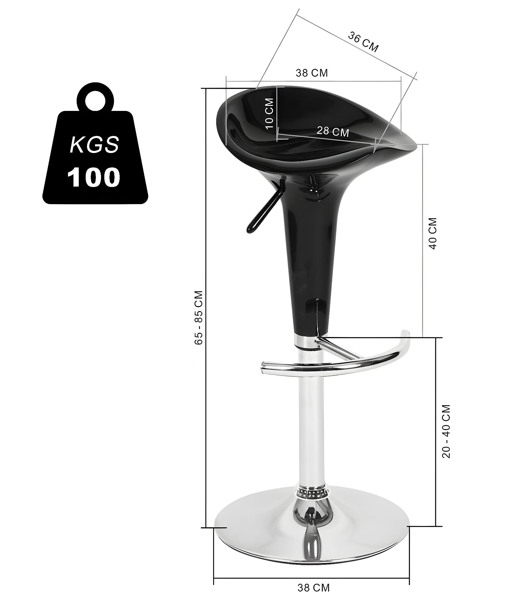 Lot de 2 tabourets de bar pivotants réglables en hauteur ABS noir