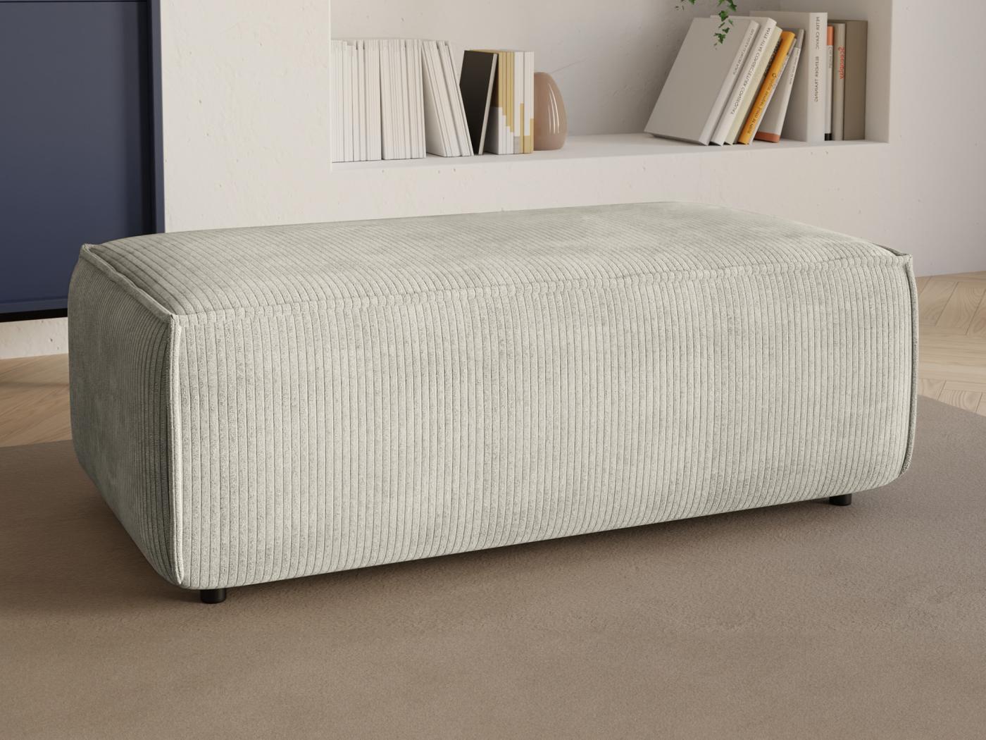 Pouf rectangle en velours côtelé tendance beige AMELIA