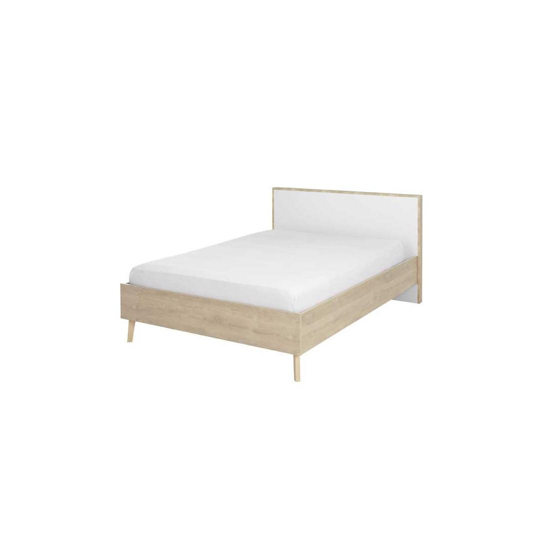 Cadre Tête de lit 140 200 cm Chêne blond Blanc ESMEY