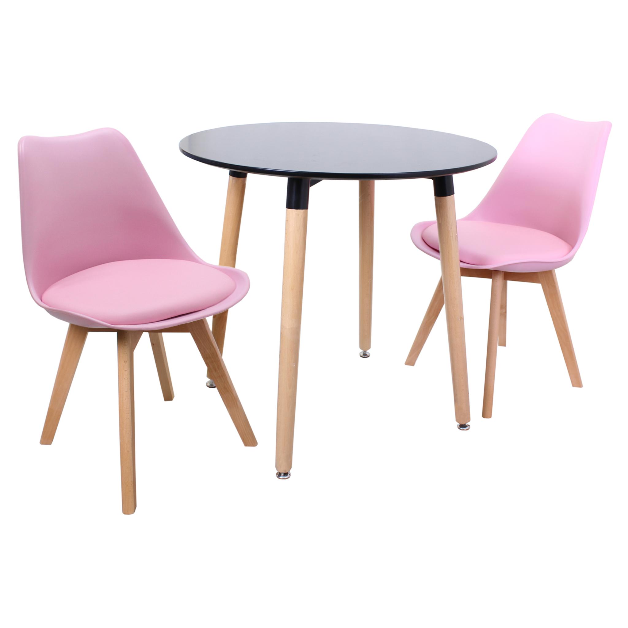 Table Ronde Noire 2 Chaises Scandinaves Roses Ensemble pour Salle à