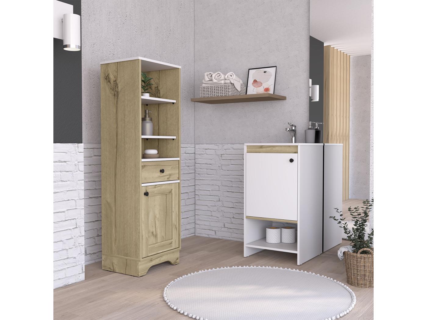 Conjunto Malaga Mueble Columna 1 Puerta De 1 Cajon Mueble De Baño De