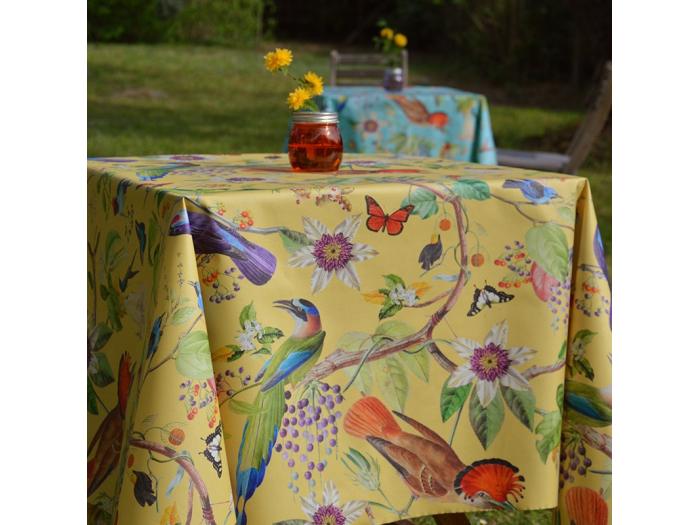 Nappe Enduite Oiseaux Jaune Dimension Rectangle 160x300cm Finition