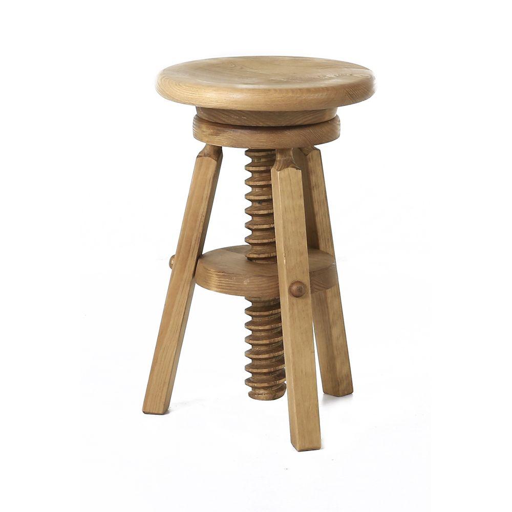 Tabouret en bois à vis pin massif ciré Région