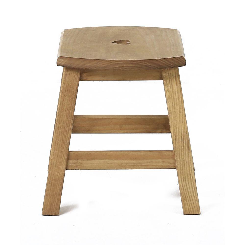 Tabouret en bois repose pieds carré pin ciré Région