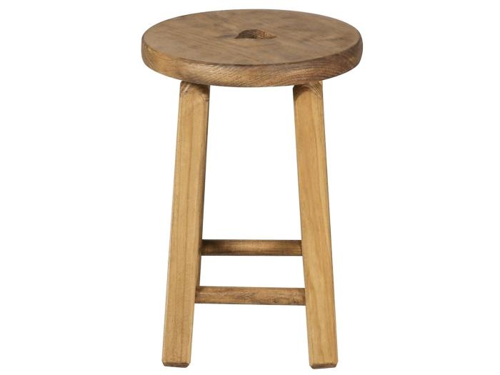 Tabouret en bois rond avec coeur en pin massif cire teinté Région