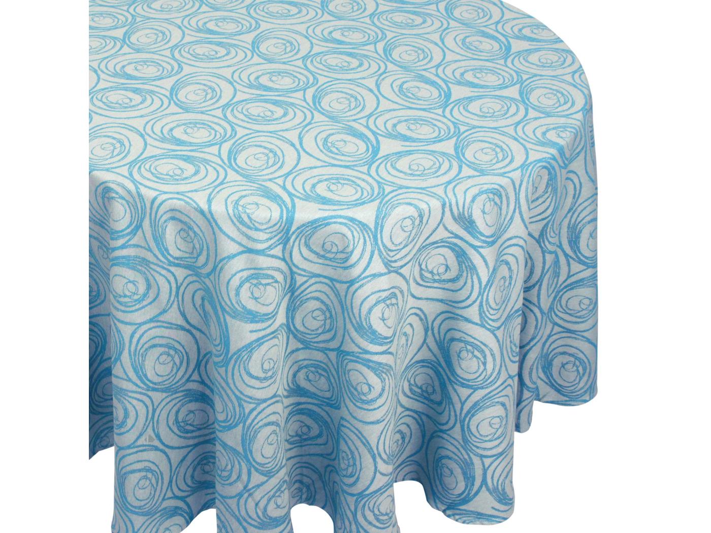 Nappe Ovale X Cm Jacquard Coton Spirale Bleu Turquoise