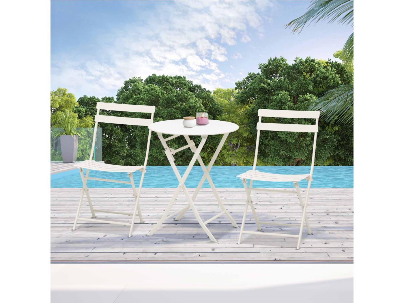 Salon De Jardin Bistro Pliable Table Ronde Cm Avec Chaises