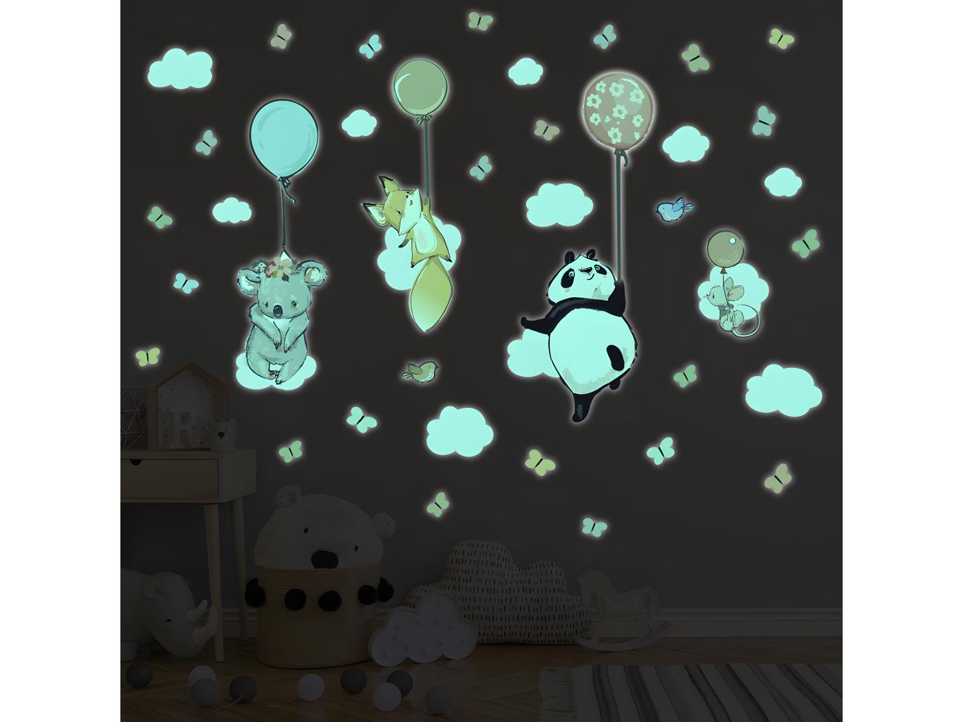 Sticker Phosphorescent Lumineux Animaux Heureux Volants Autocollant