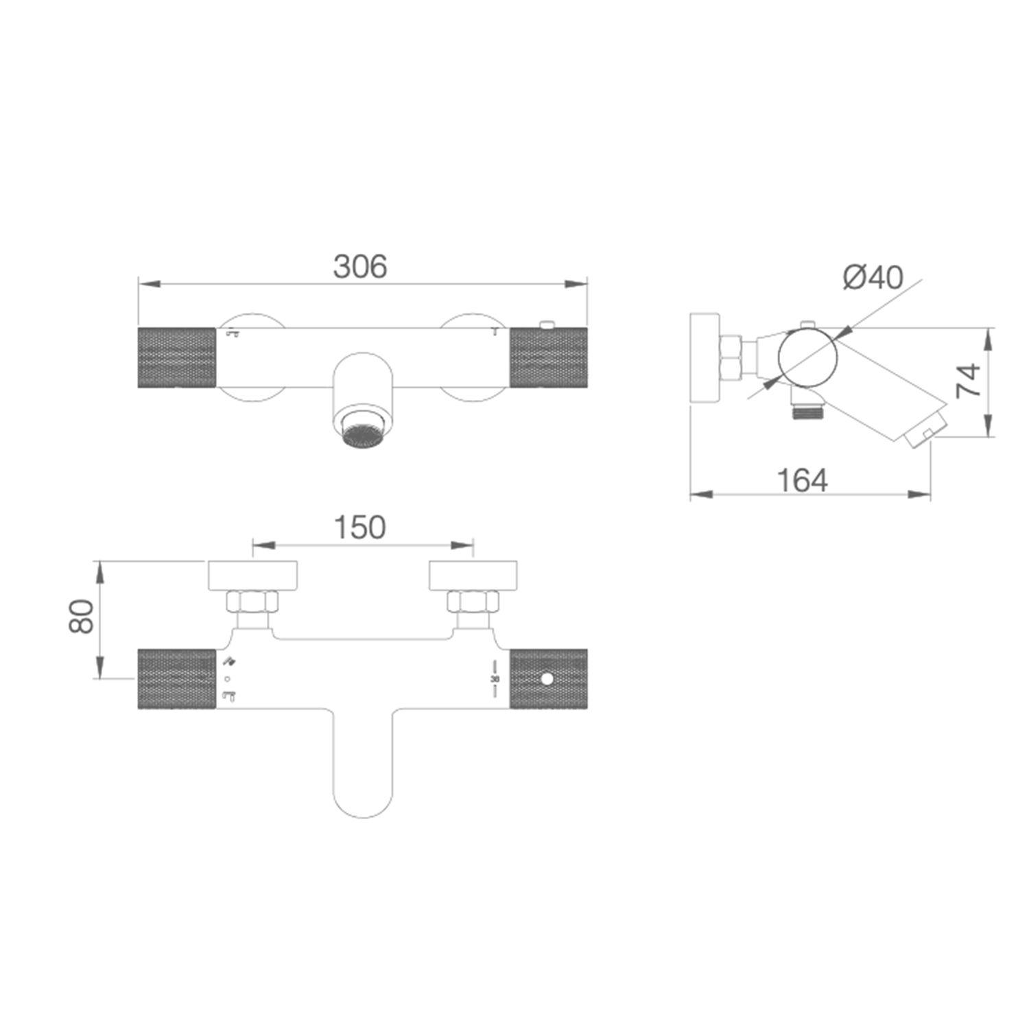 Ensemble Bain Douche Thermostatique Imex Line Btd Ng Noir Mat