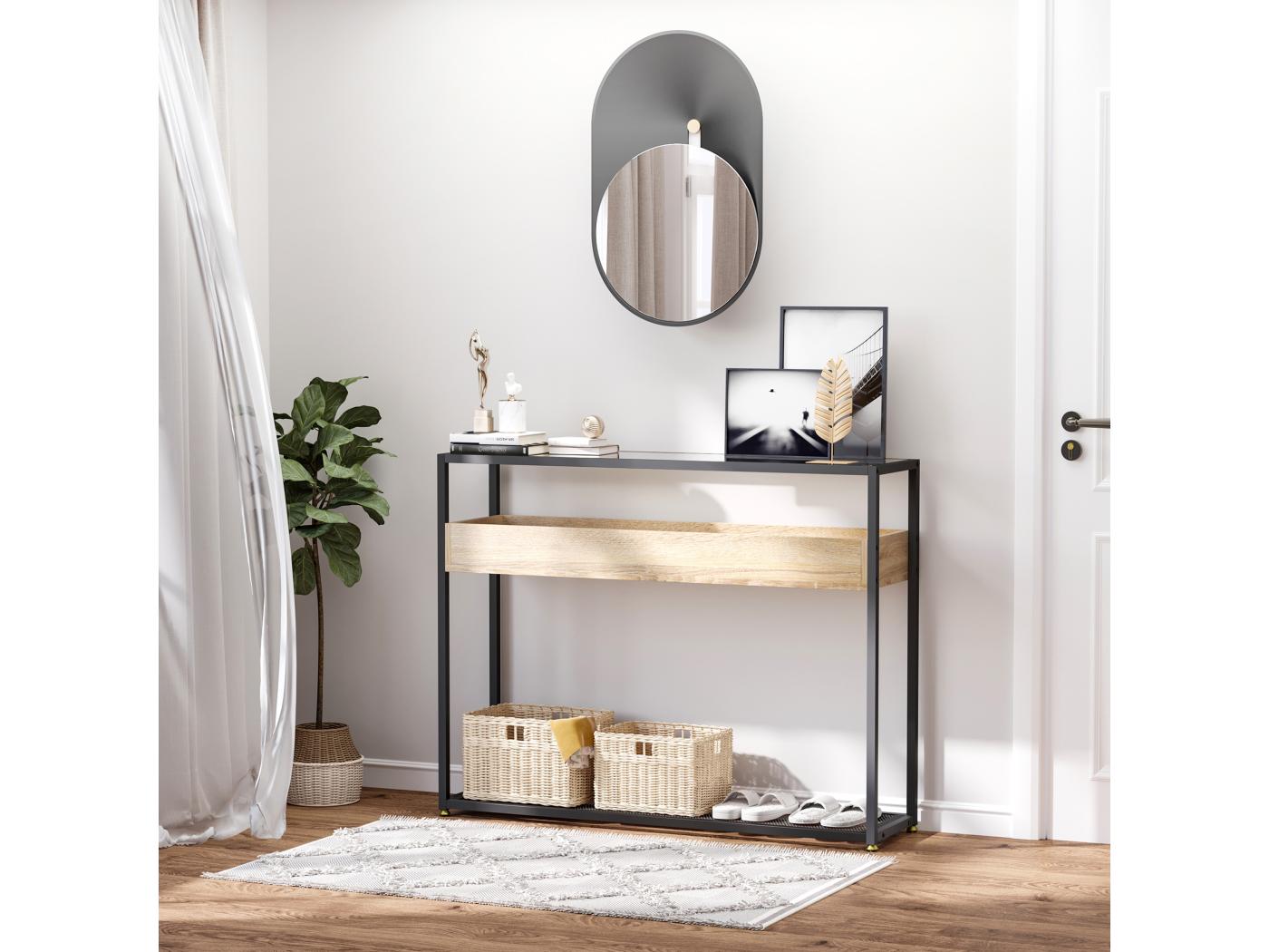 Console table d appoint style contemporain plateau verre trempé 2