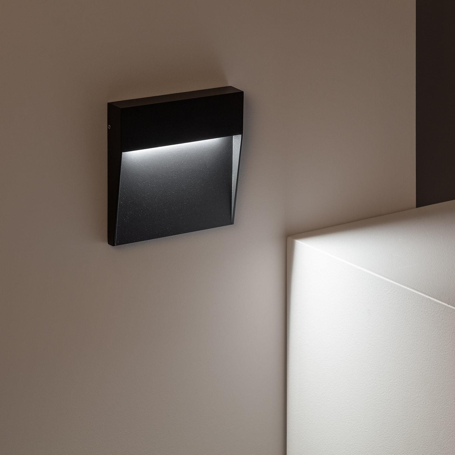 Baliza Exterior LED 6 5W Superficie Pared Cuadrado Negro Jade Blanco