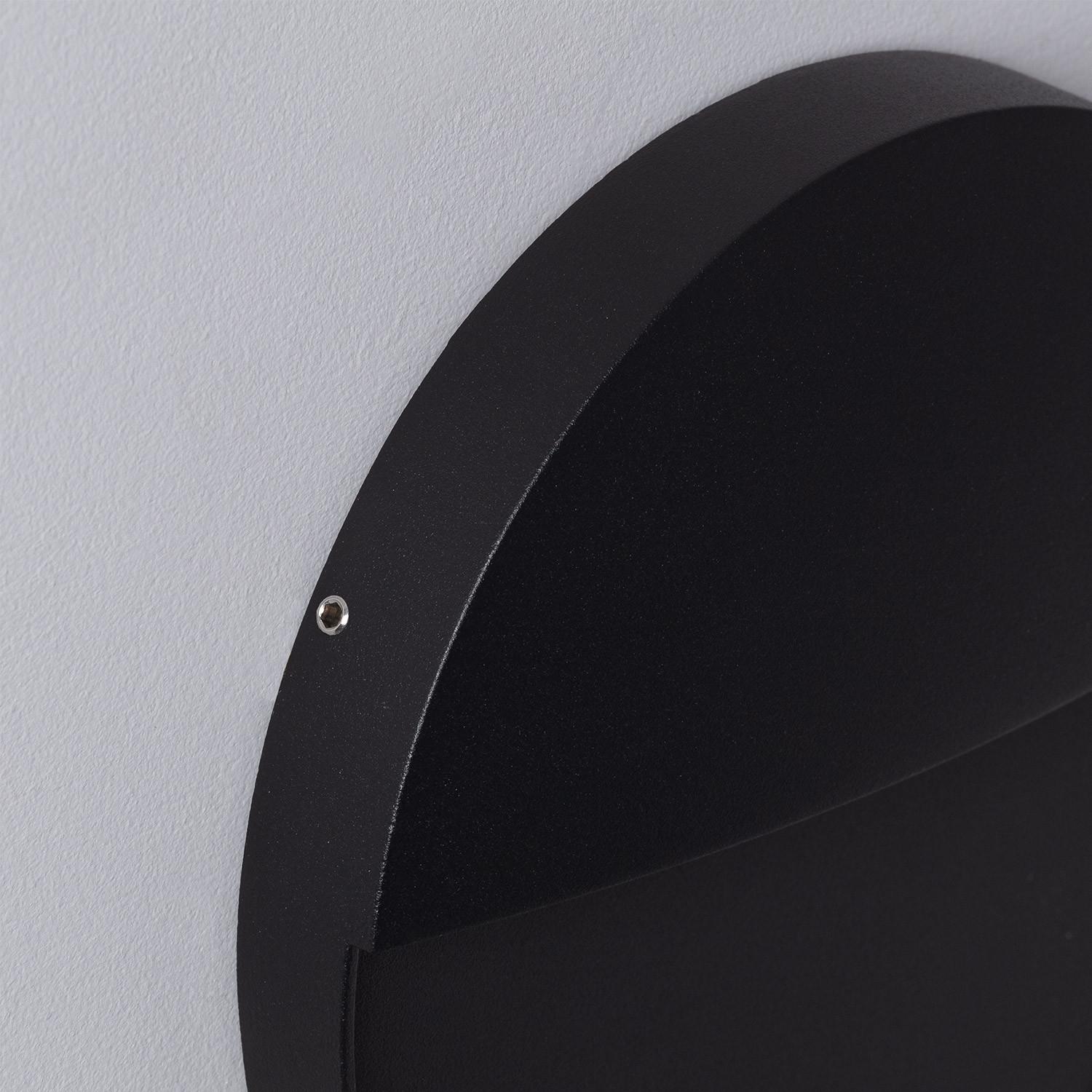 Baliza Exterior Led W Superficie Pared Circular Negro Jade Blanco