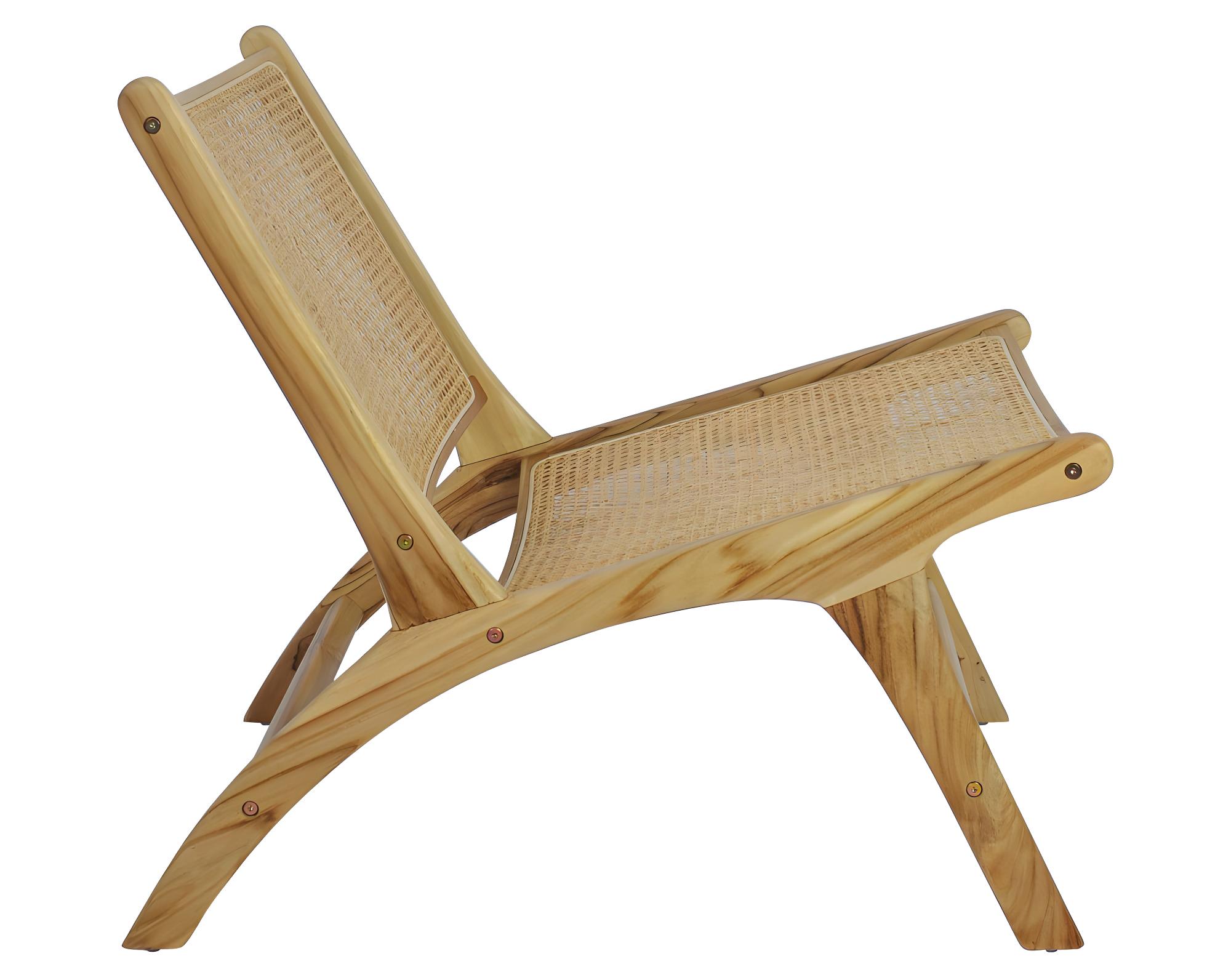 Basuki Fauteuil Lounge En Teck Et Cannage Couleur Bois Clair