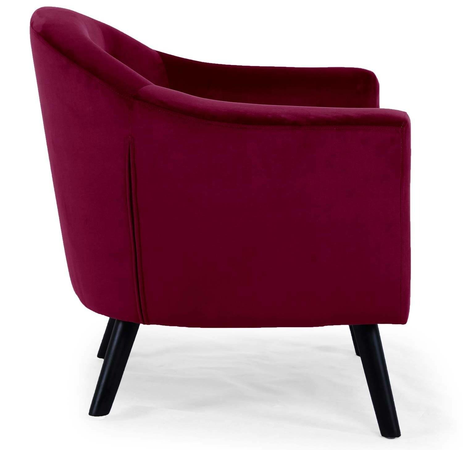 Fauteuil Scandinave Savoy Velours Bordeaux