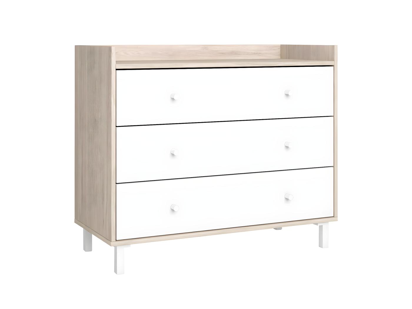 Camina Commode Tiroirs Effet Bois Clair Et Blanc Mat