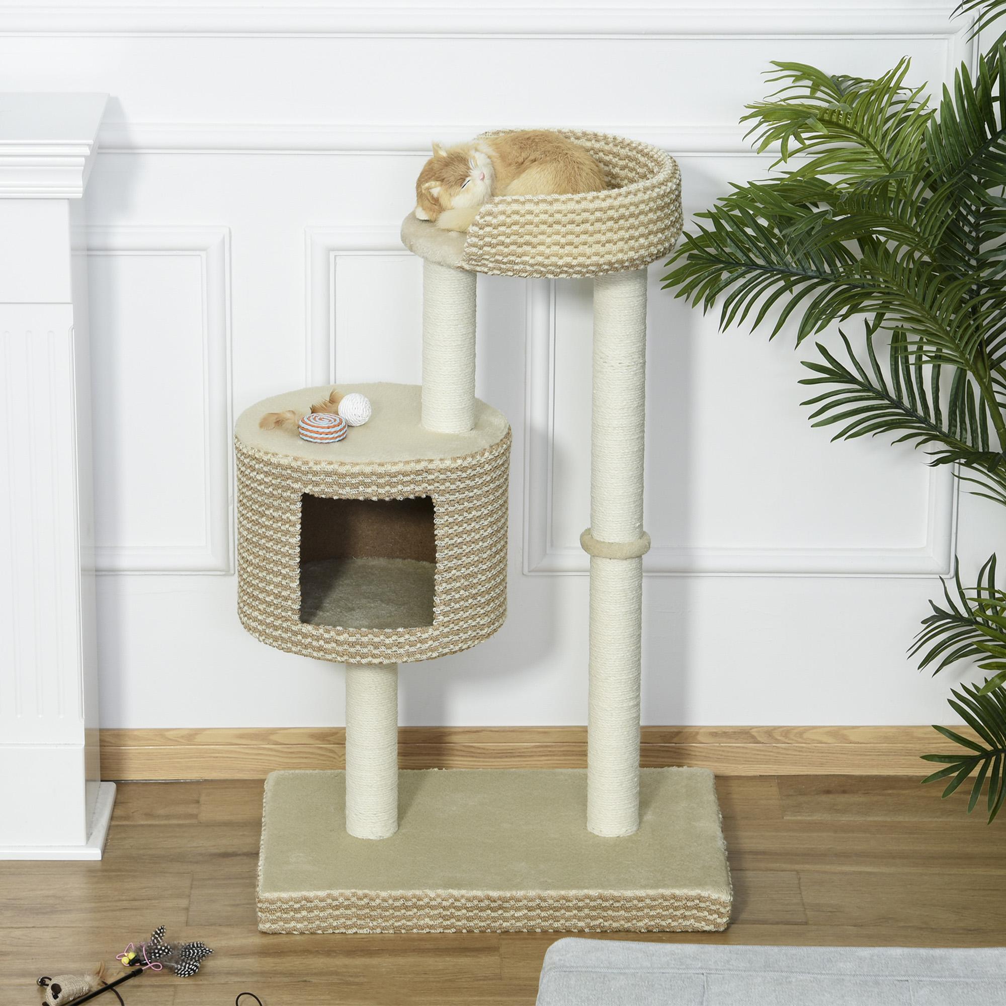 Arbre à chats style cosy chic griffoirs jute naturelle niche plateforme