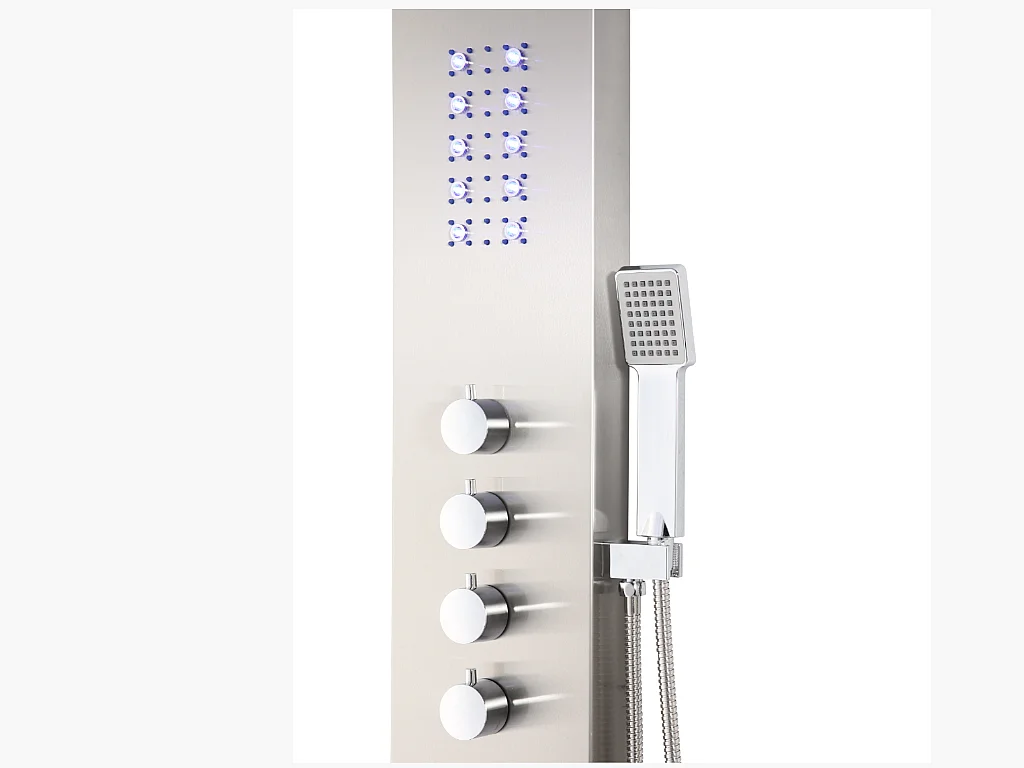 Massage-Duschsäule mit LEDs - 20 x 165 cm - Silberfarben - FELICITA