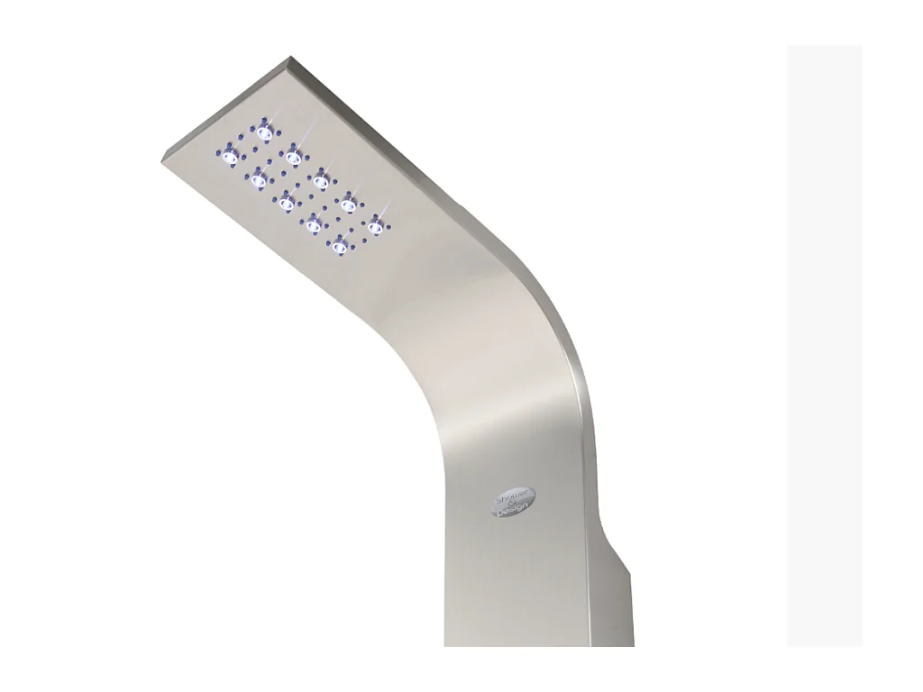 Coluna de duche hidromassagem termostática com leds FELICITA - 20 x 165 cm - Prateada