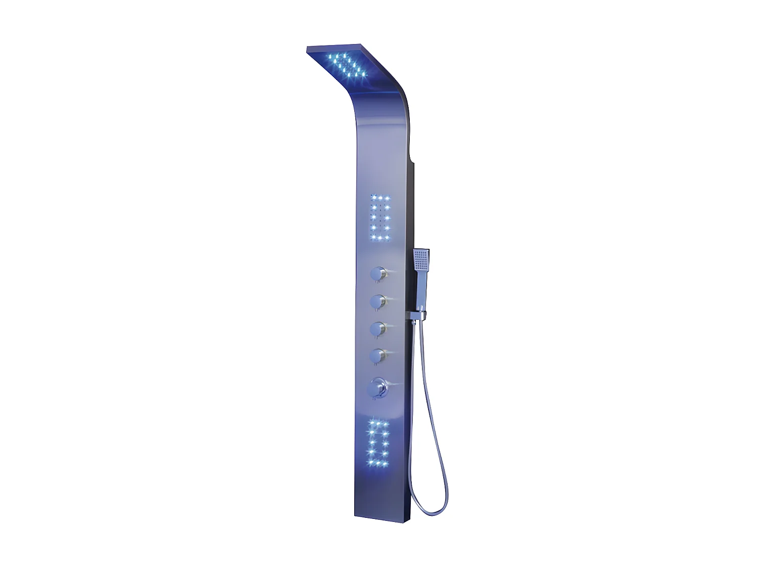 Colonne de douche hydromassante thermostatique à leds - 20 x 165cm - Argent - FELICITA
