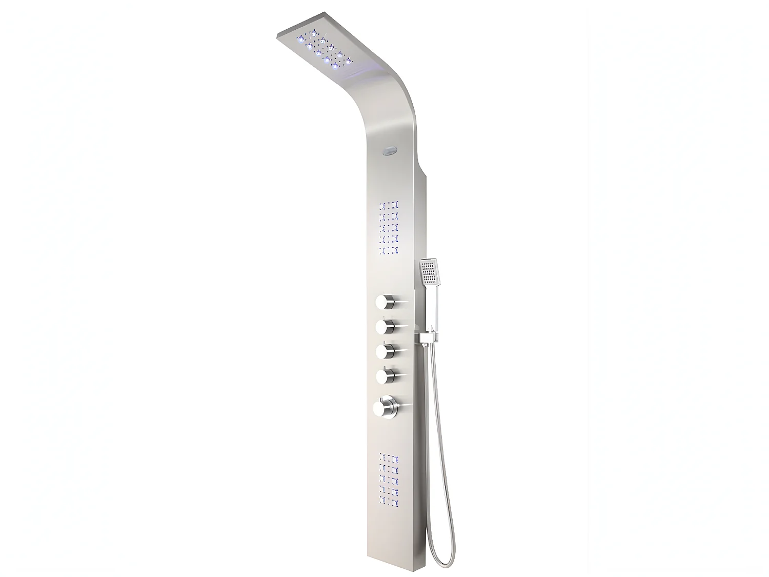 Colonne de douche hydromassante thermostatique à leds - 20 x 165cm - Argent - FELICITA