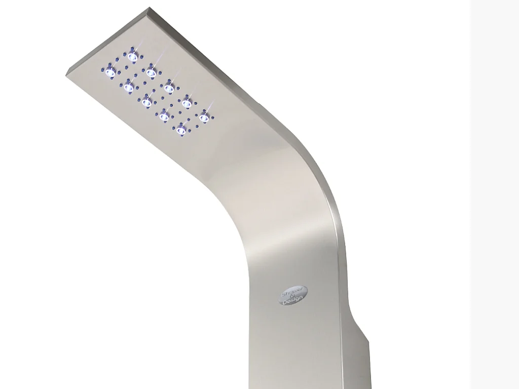 Colonne de douche hydromassante thermostatique à leds - 20 x 165cm - Argent - FELICITA