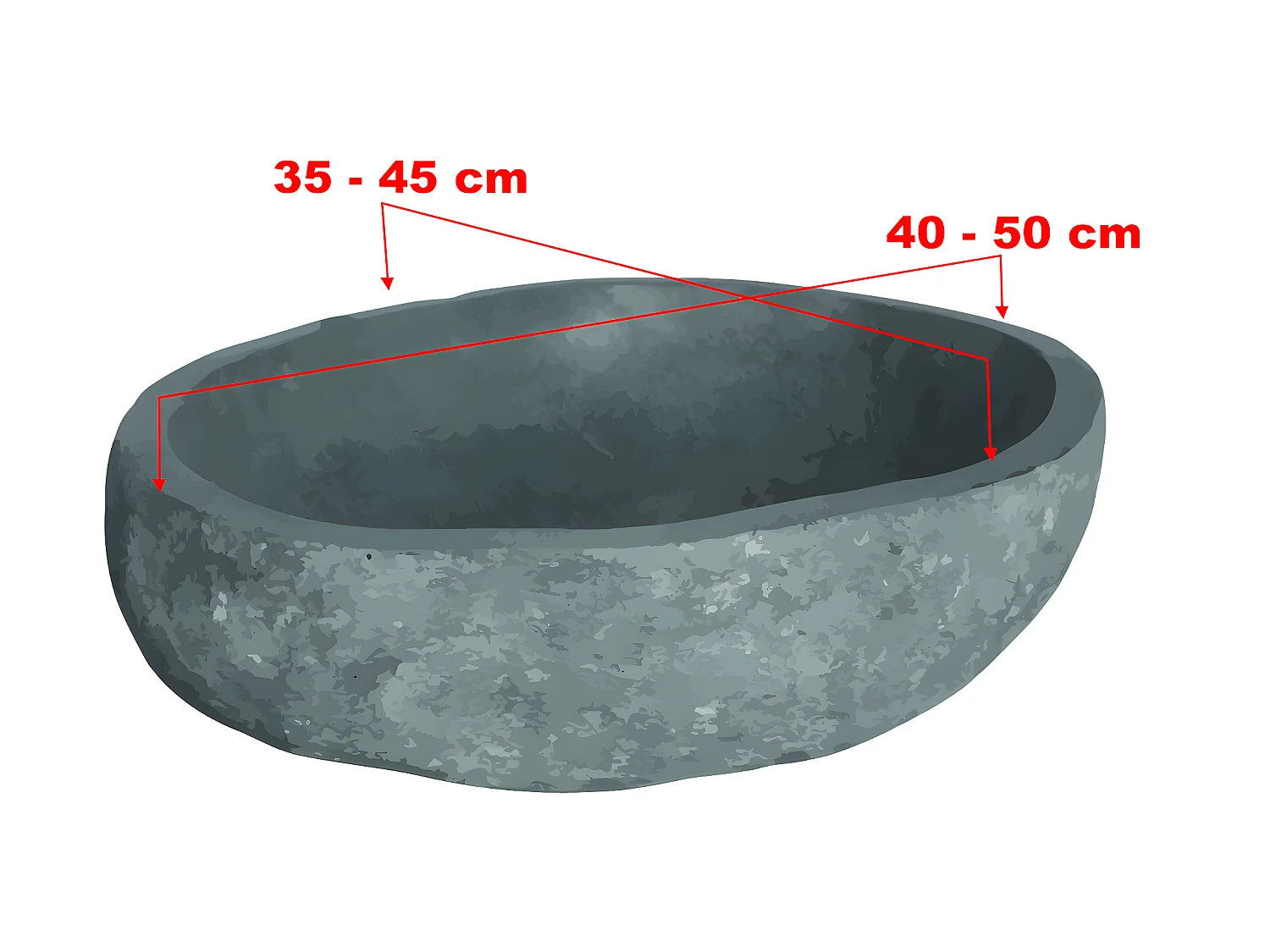 Lavabo de piedra de río WATU - Color gris