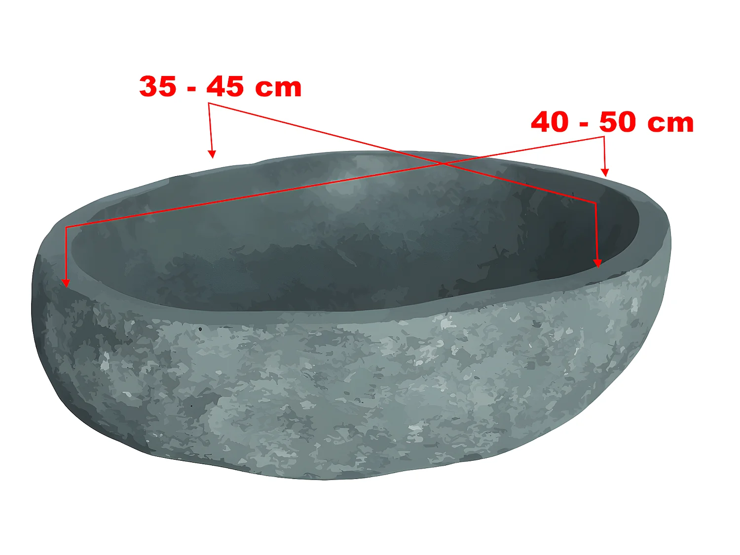 Vasque de salle de bain en pierre de rivière WATU - Couleur grise