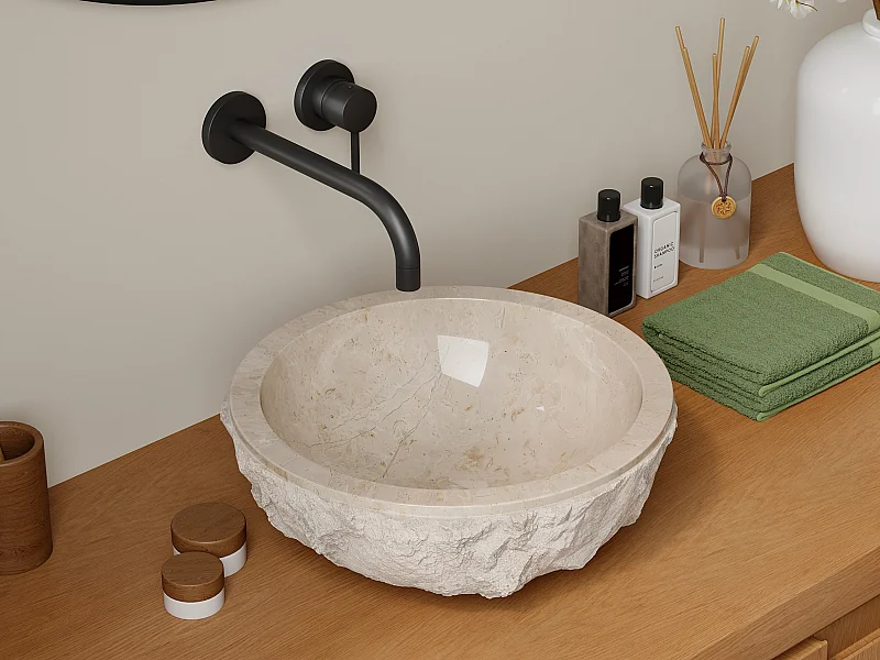 Badkamerwastafel van marmer LIME - Kleur crème