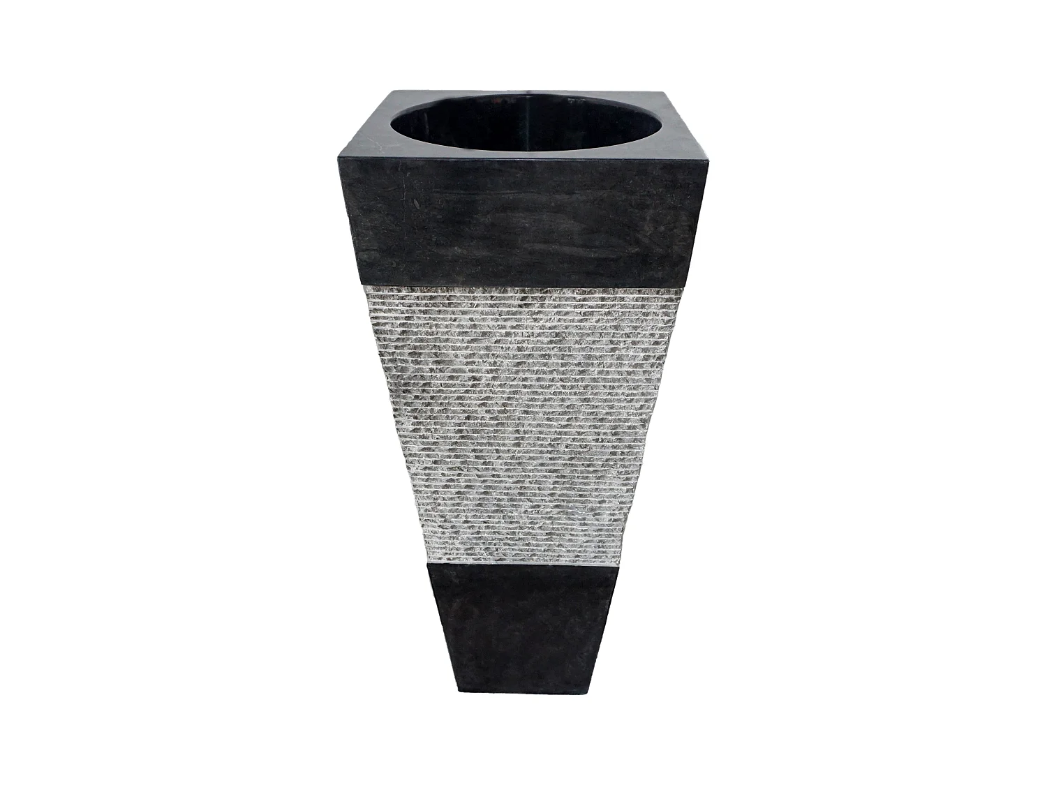 Vasque sur pied en marbre MIDO - Couleur Noire et grise
