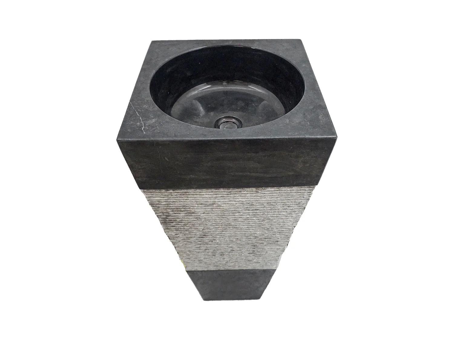 Vasque sur pied en marbre MIDO - Couleur Noire et grise