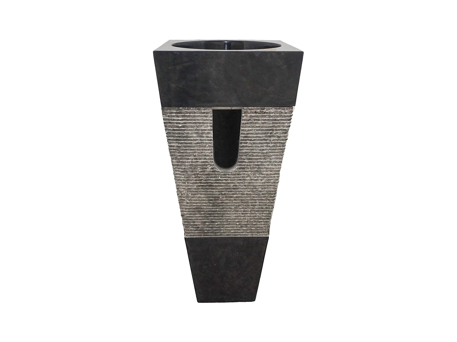 Vasque sur pied en marbre MIDO - Couleur Noire et grise