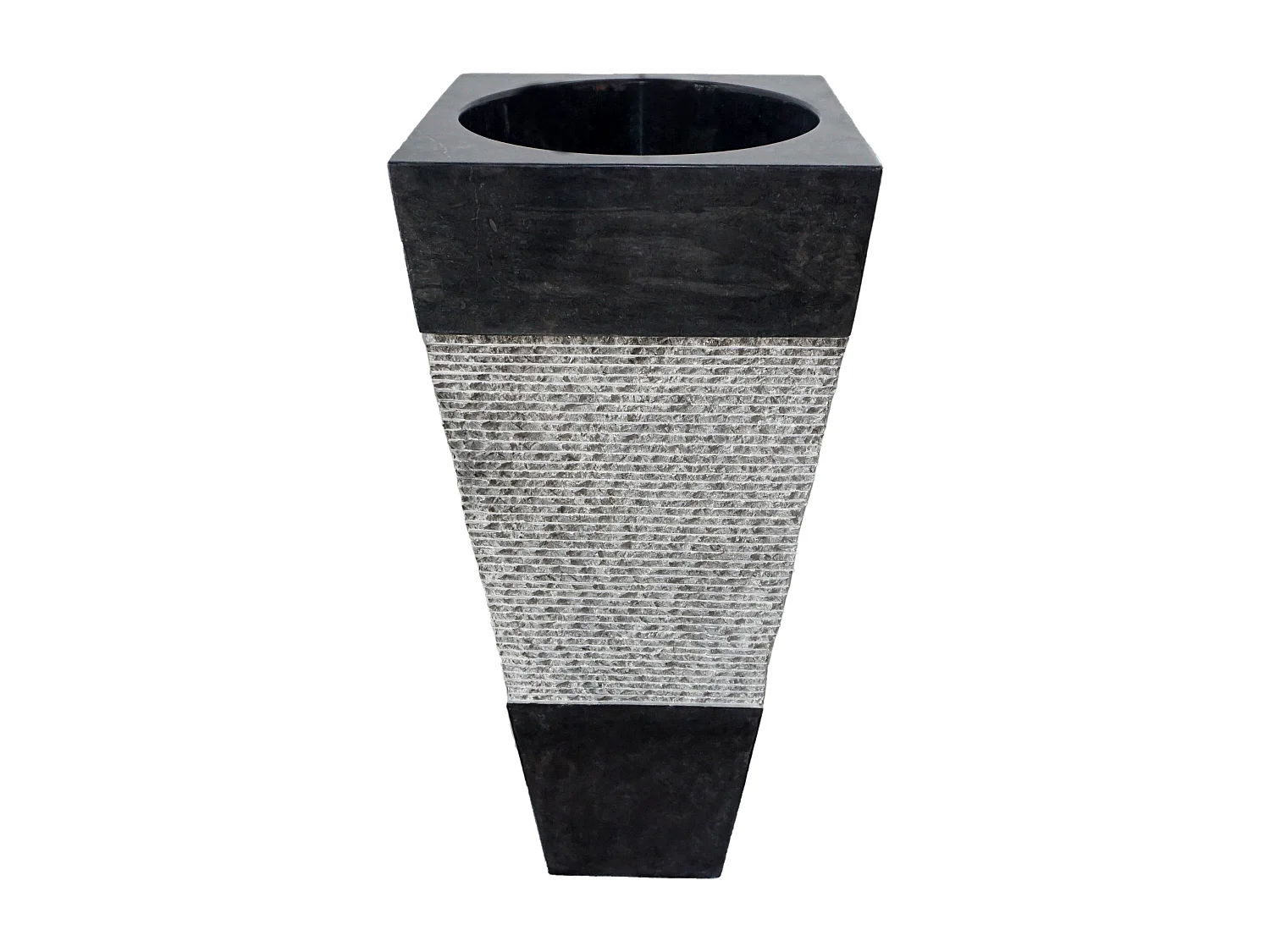 Vasque sur pied en marbre MIDO - Couleur Noire et grise