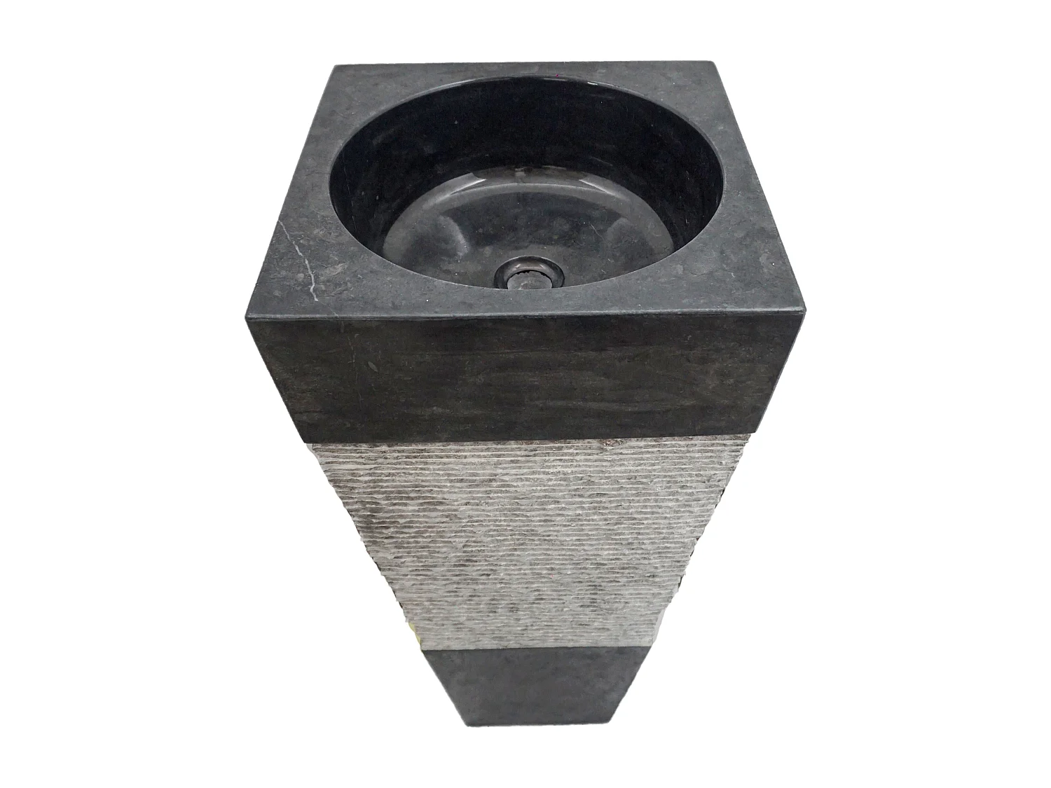 Vasque sur pied en marbre MIDO - Couleur Noire et grise