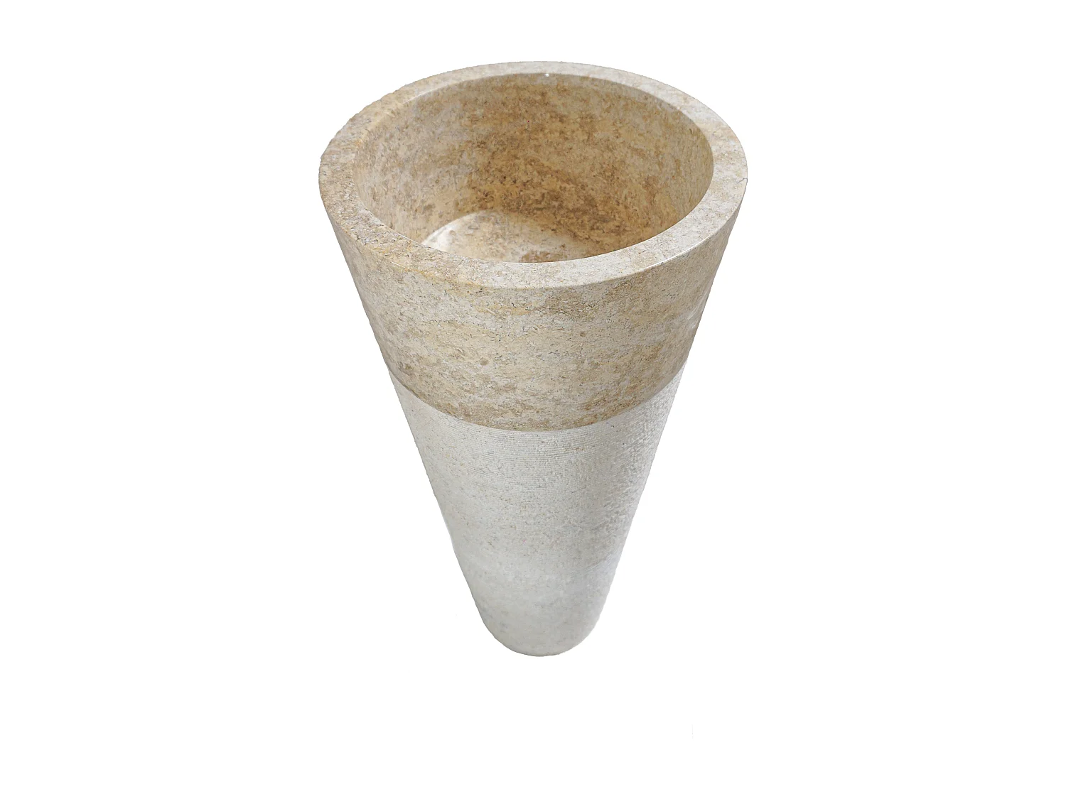 Umywalka łazienkowa LANTA – stojąca, na cokole, marmur – kolor kremowy 