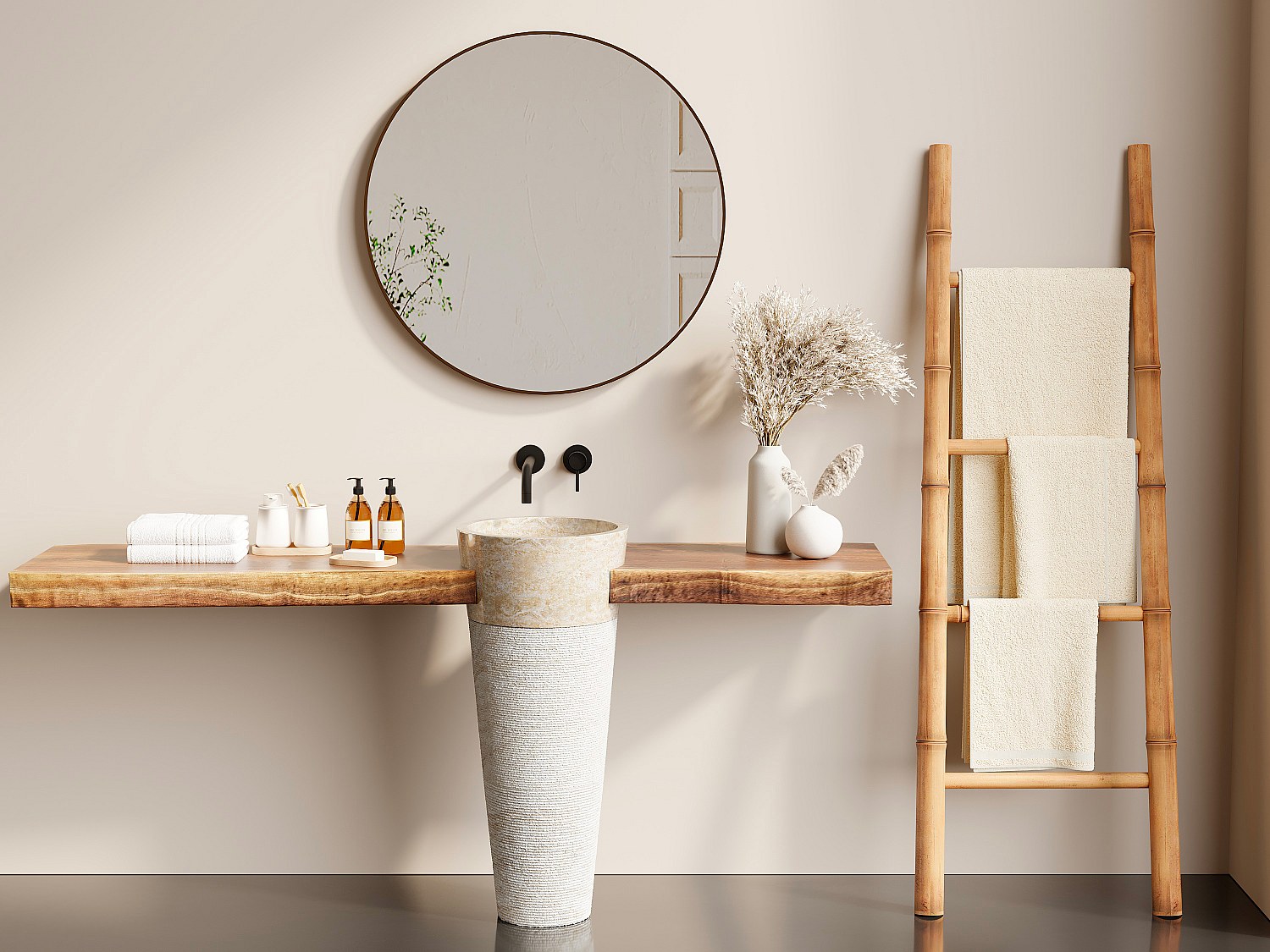 Standwaschbecken - Marmor - Cremefarben - LANTA günstig online kaufen