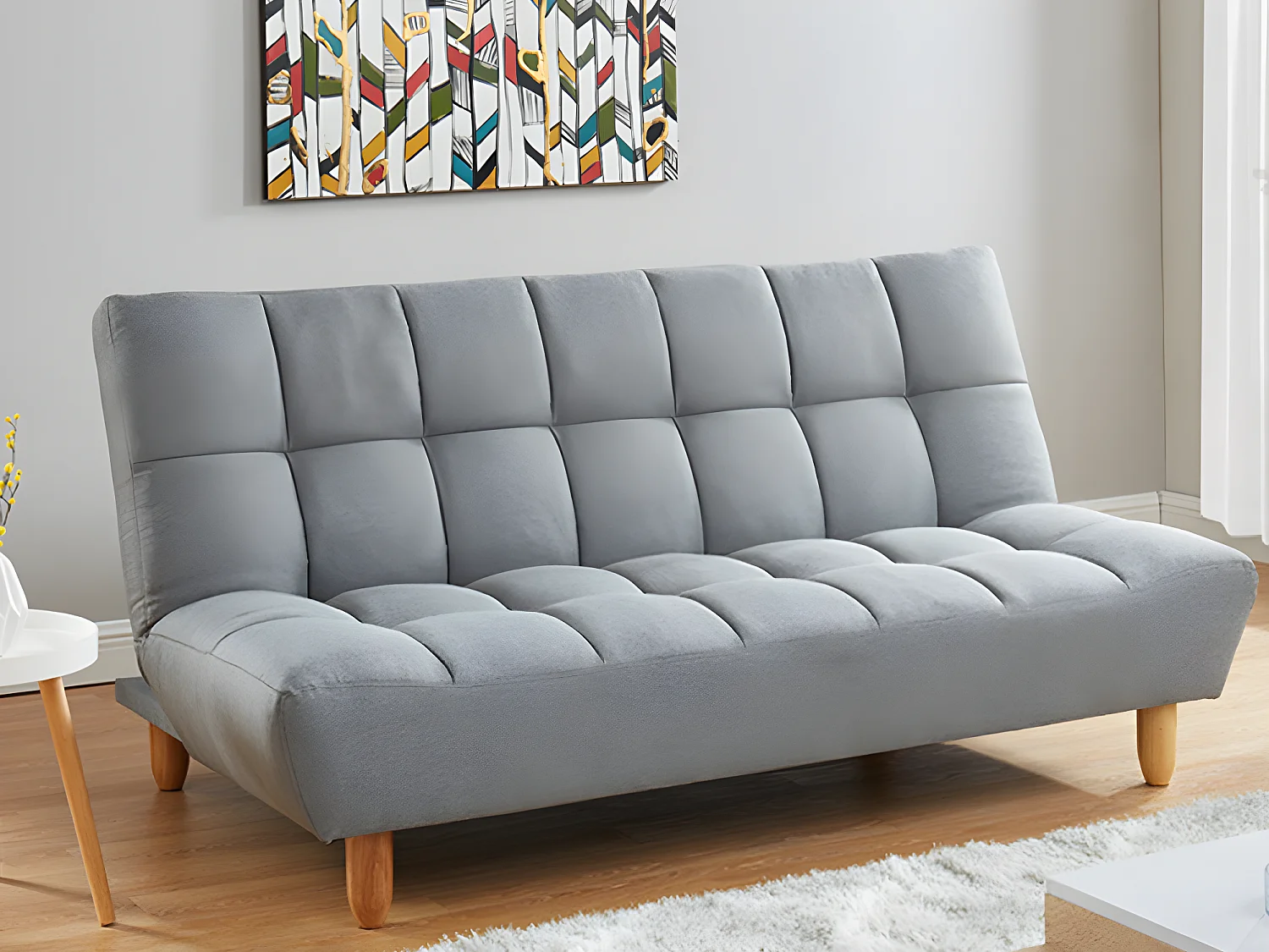 Canapé 3 places convertible clic clac en tissu gris ESTEBAN