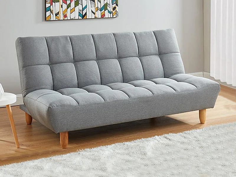 Canapé 3 places convertible clic clac en tissu gris ESTEBAN