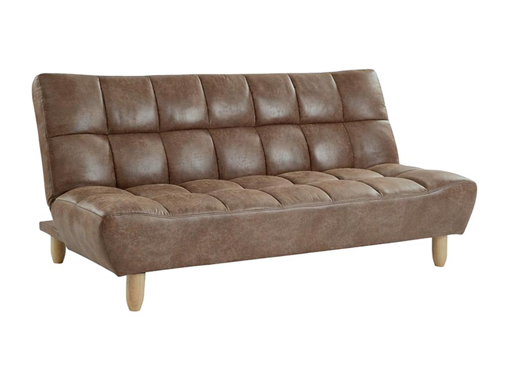 Vente-unique Schlafsofa Klappsofa 3-Sitzer - Microfaser-Vintage - Braun - ESTEBAN