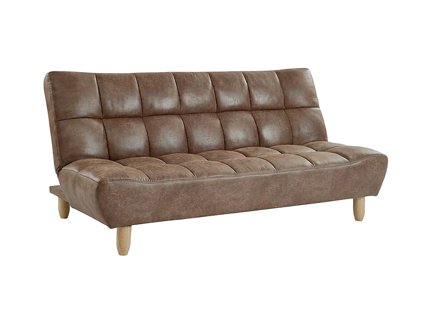 Canapé 3 places convertible clic clac en microfibre vieillie ESTEBAN - Marron vintage