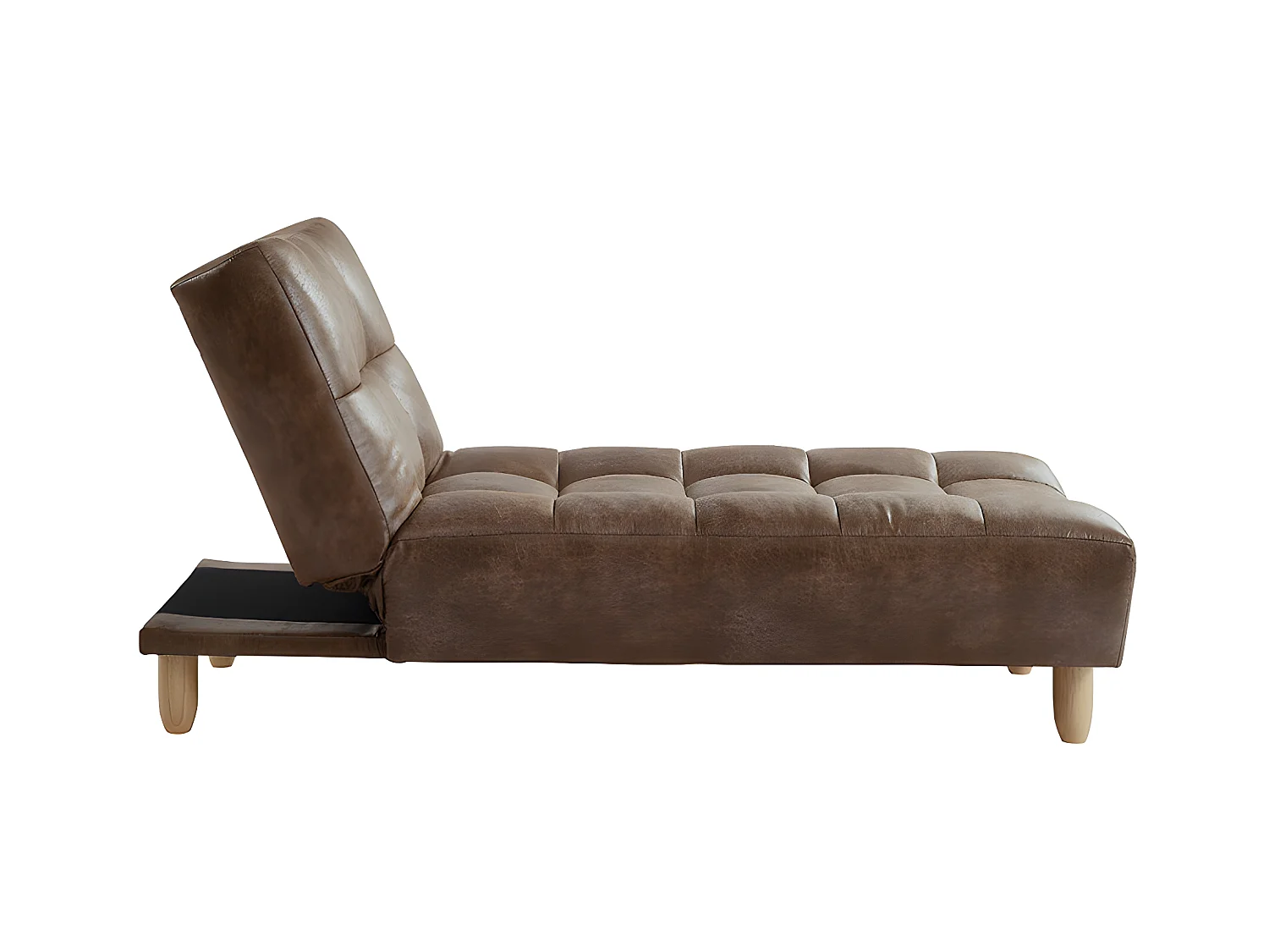 Méridienne clic clac en microfibre vieillie ESTEBAN - Marron vintage