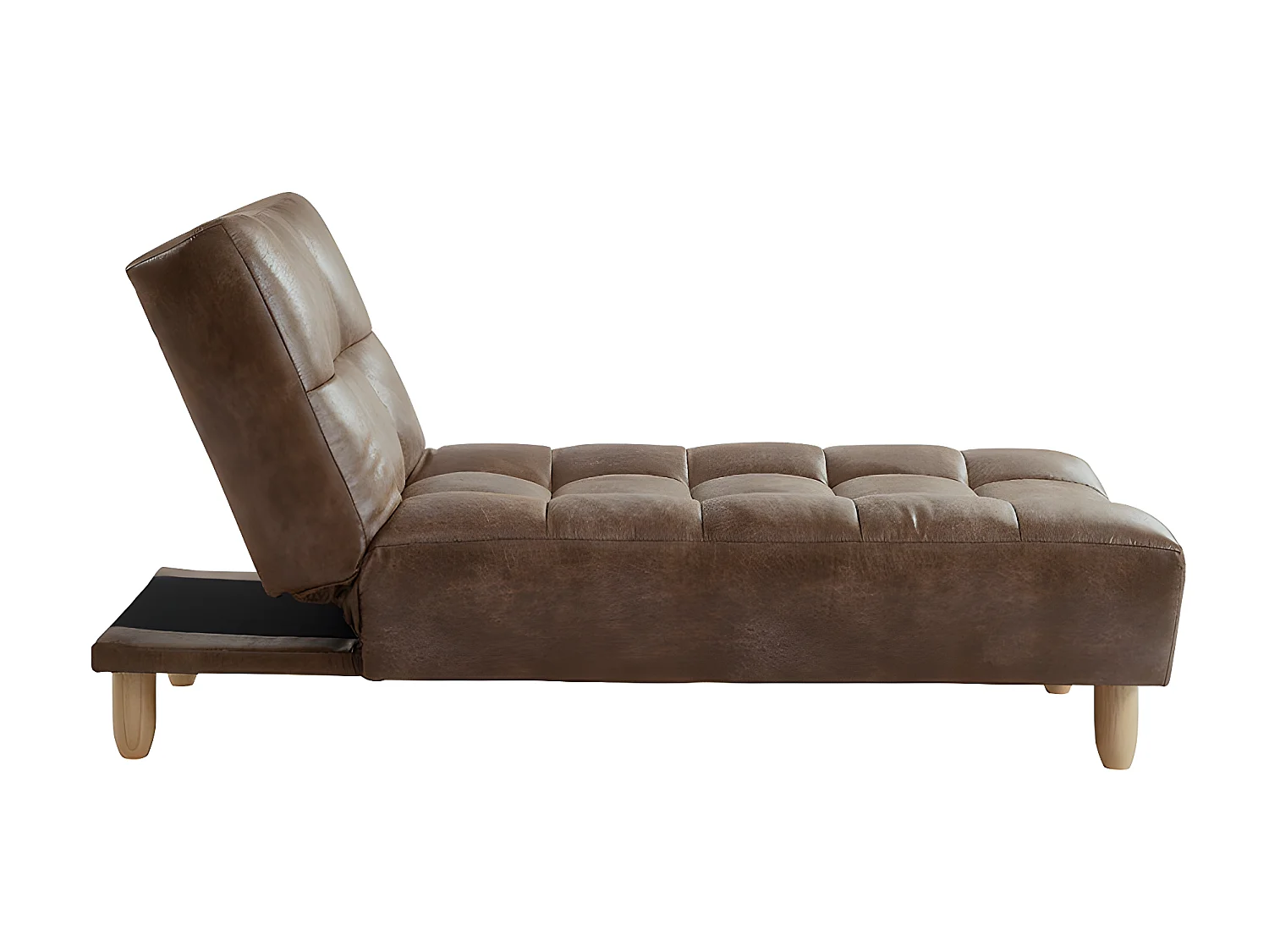 Méridienne clic clac en microfibre vieillie ESTEBAN - Marron vintage