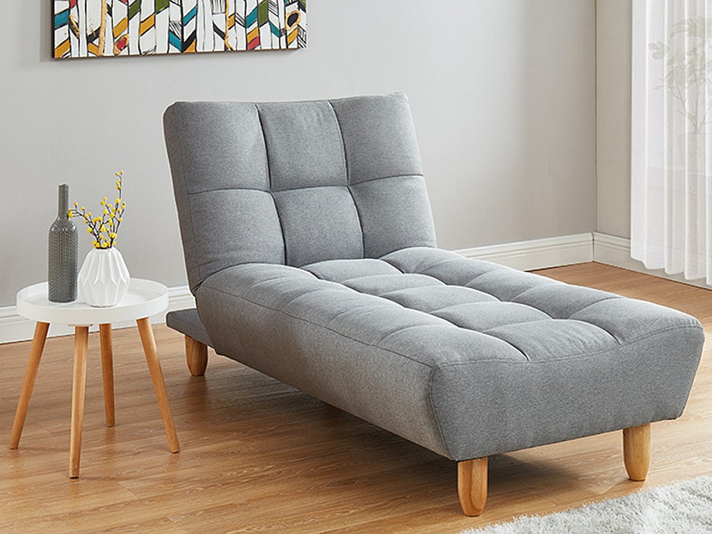 Vente-unique Recamiere Ausklappbar - Stoff - Grau - Esteban