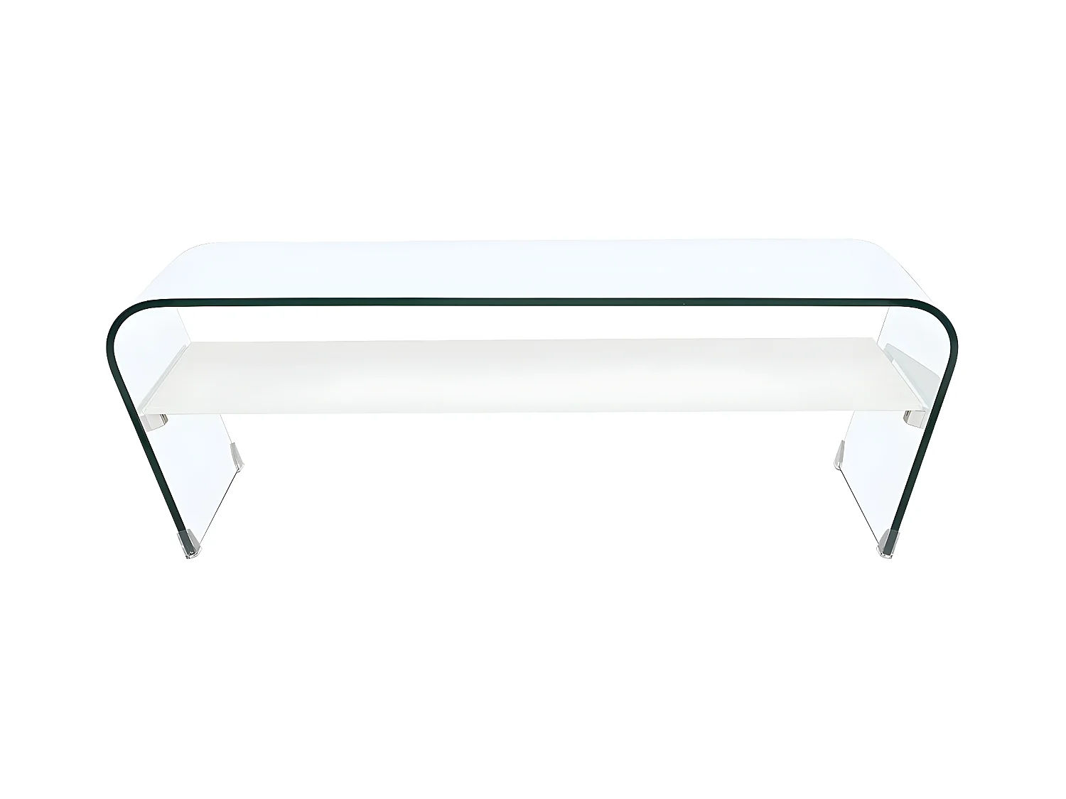 Table basse - Verre trempé - Tablette blanche laquée - KELLY