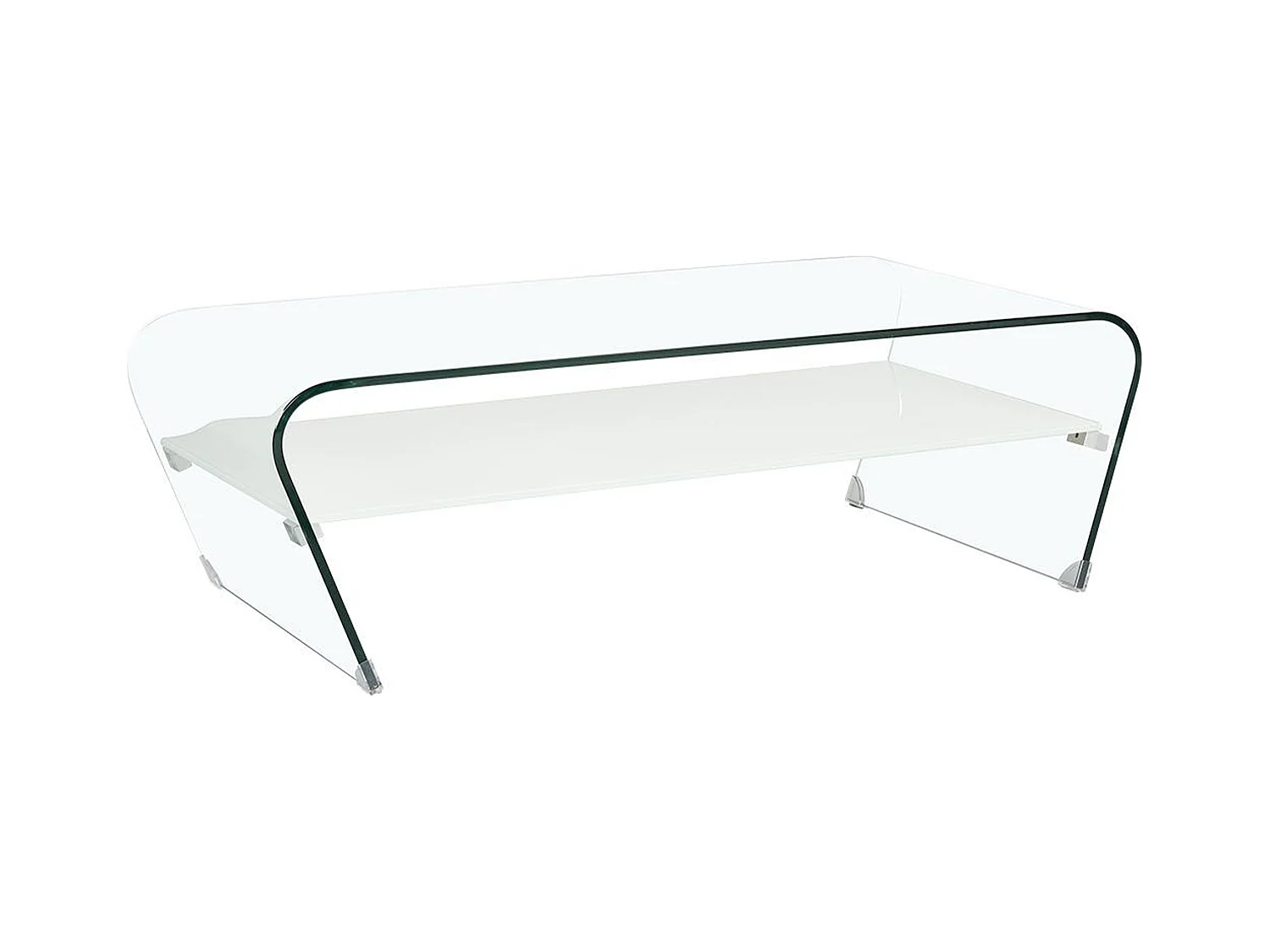 Table basse - Verre trempé - Tablette blanche laquée - KELLY