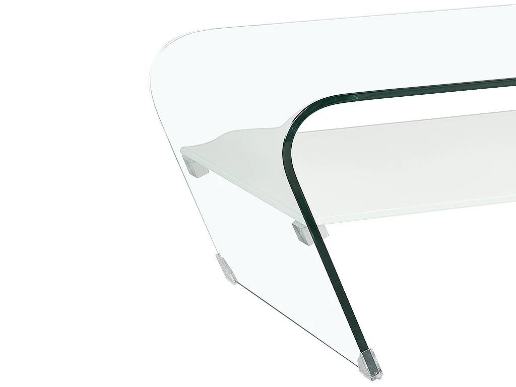 Salontafel KELLY - Wit gehard glas - schap wit gelakt