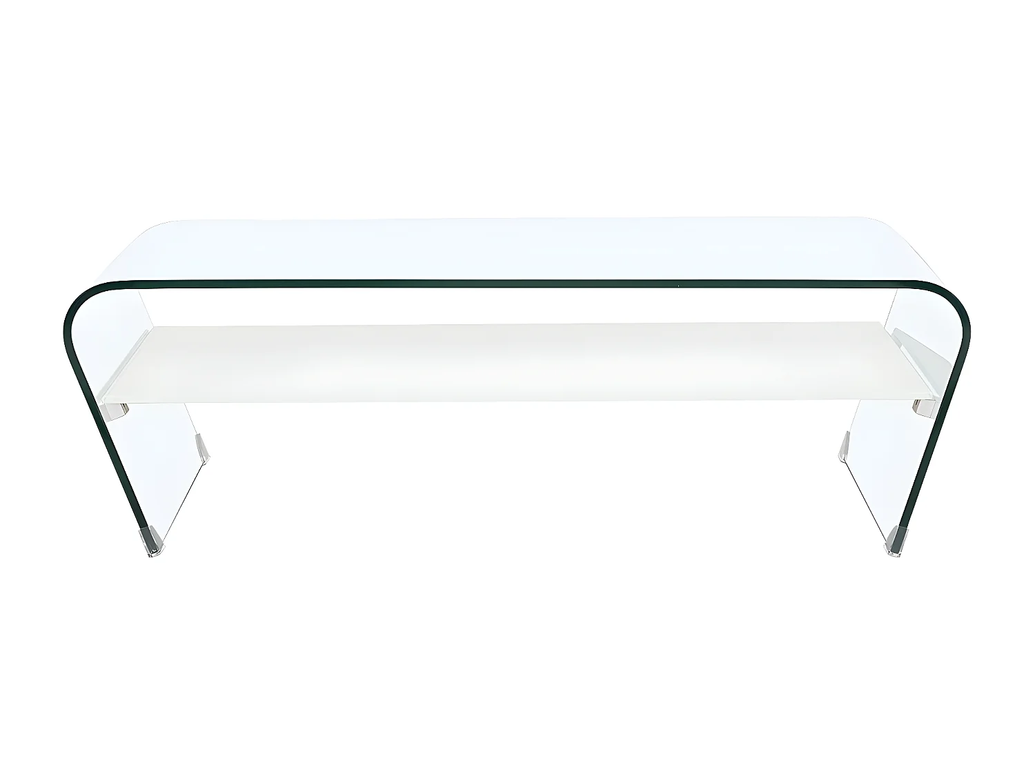 Salontafel KELLY - Wit gehard glas - schap wit gelakt