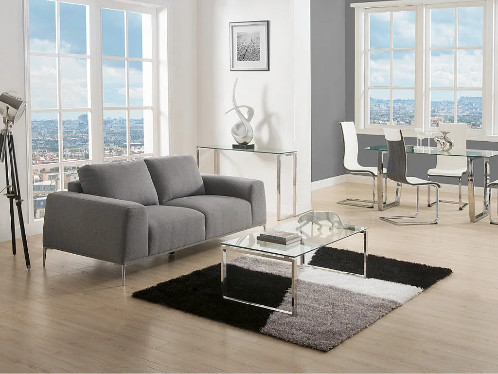 Console FREYA - Verre trempé & métal chromé